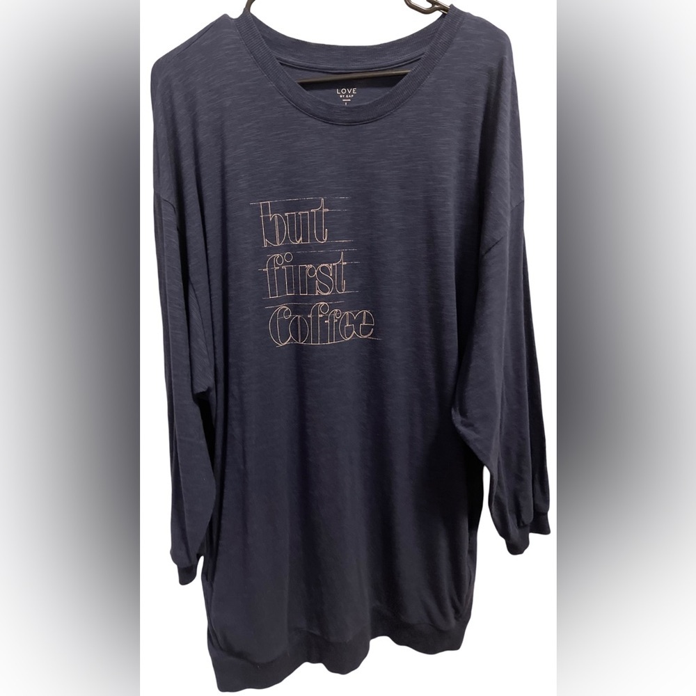 Gap “But First Coffee” Shirt Dress with pockets Size L